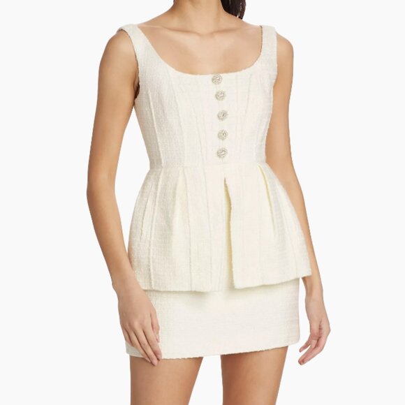 Self-PortraitBouclé Peplum Minidress